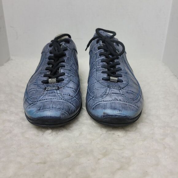 Santoni For Amg SLS  Mens Sneaker  Size 7.5 Blue Jeans Crocodile Leather Rare - Picture 2 of 15